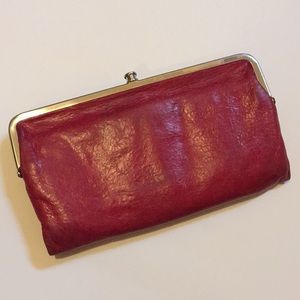 Hobo clutch wallet in red leather